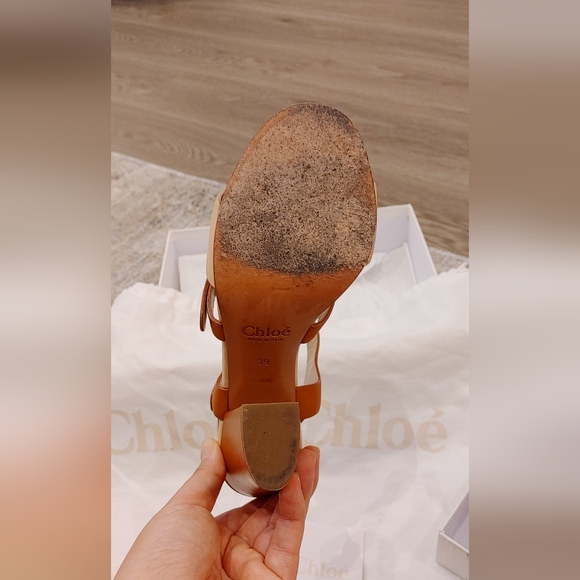 Chloe Two Tone Leather Sandal Heels - Picture 8 of 10